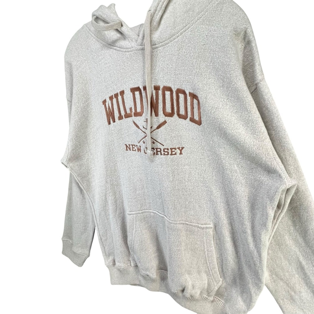 Basix America‎ Wildwood New Jersey Hoodie Sweatshirt XL Beige Beach Coastal NEW - Picture 2 of 13